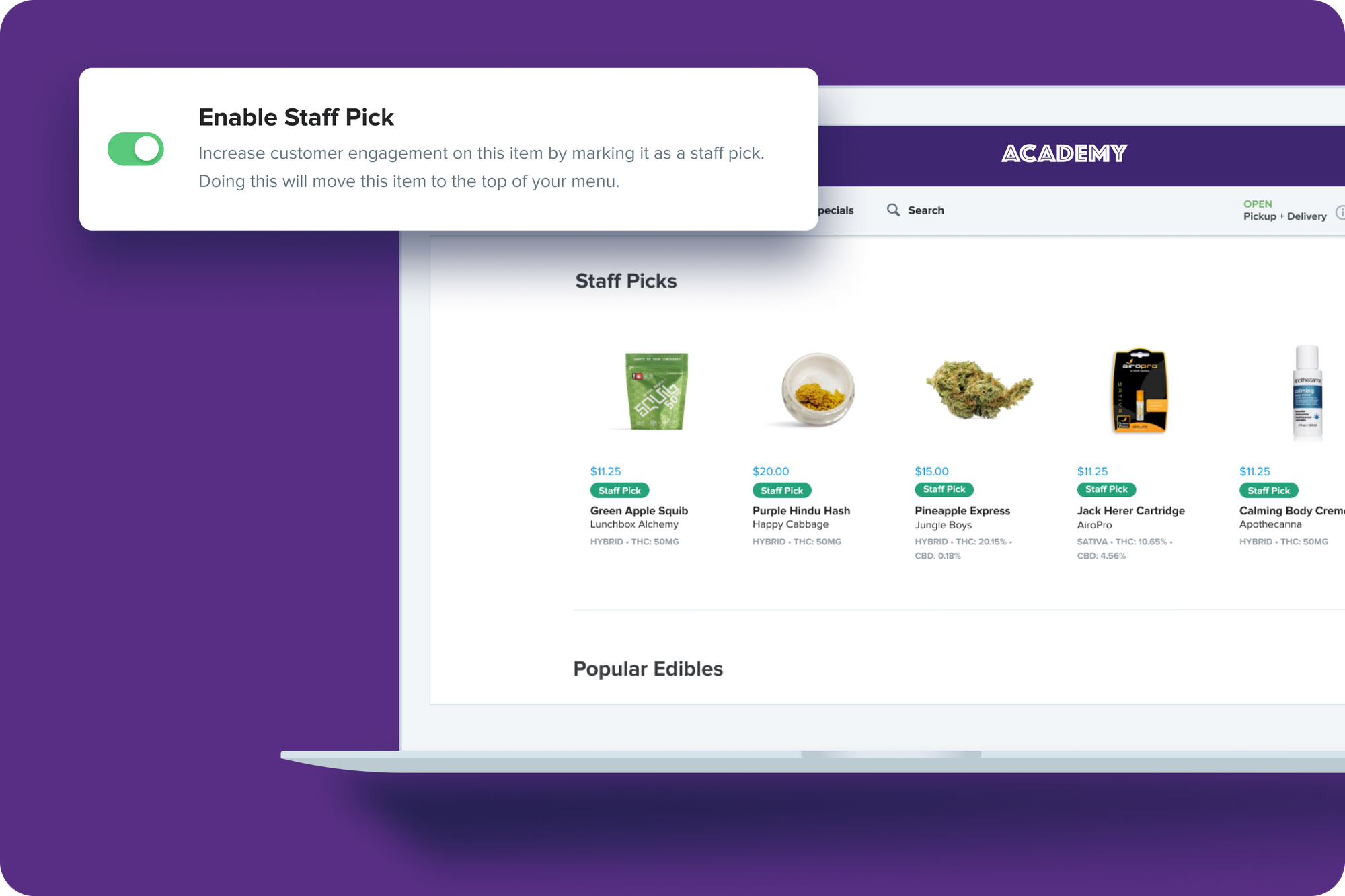 Move your Staff Picks to the top "shelf" of your ecommerce store