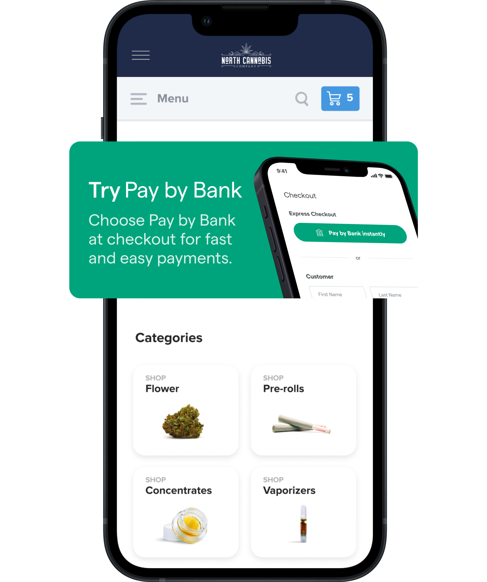 Pay by Bank ecommerce menu banner example