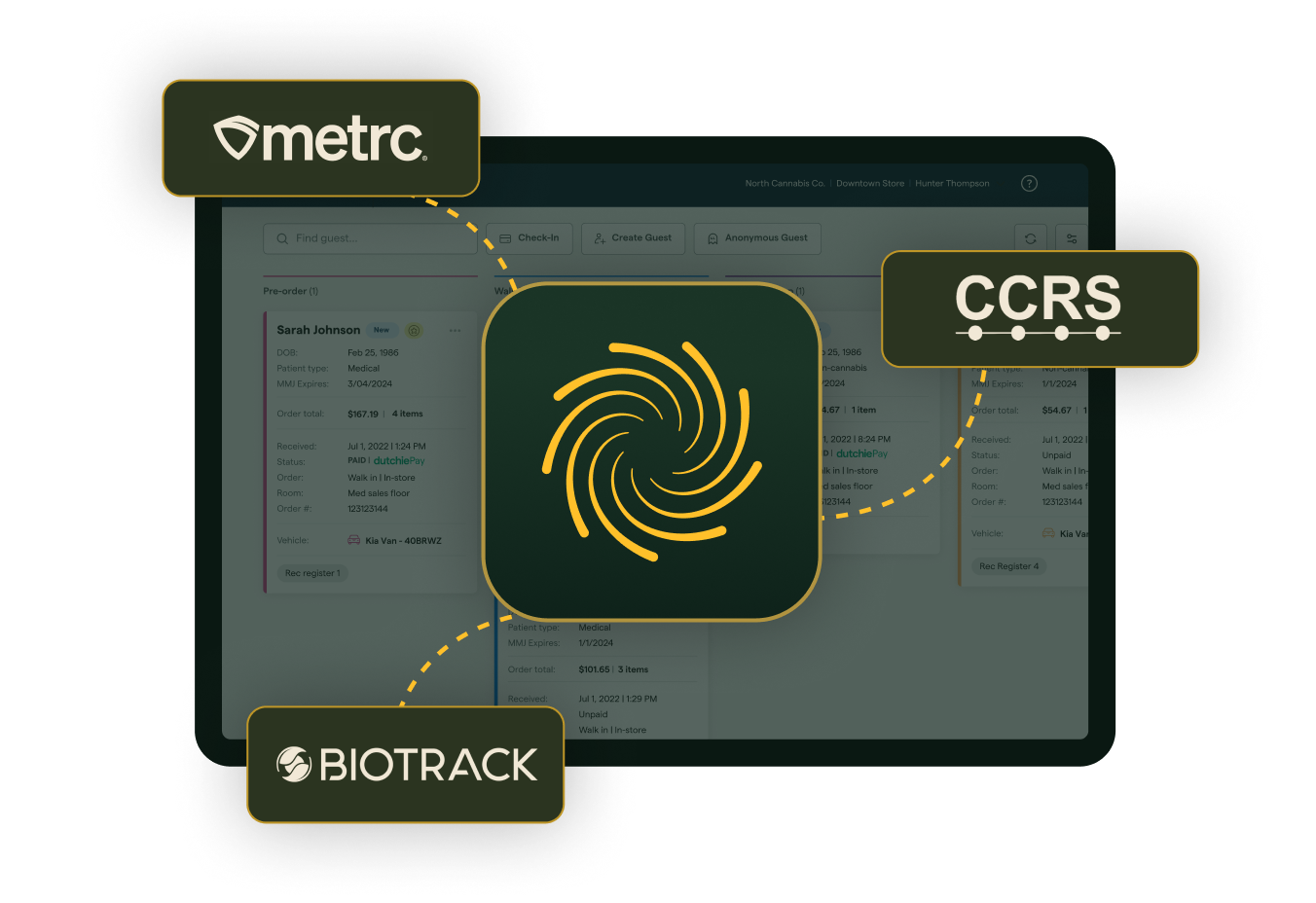 Dutchie compliance with live sync to Metrc, CCRS, and BioTrack